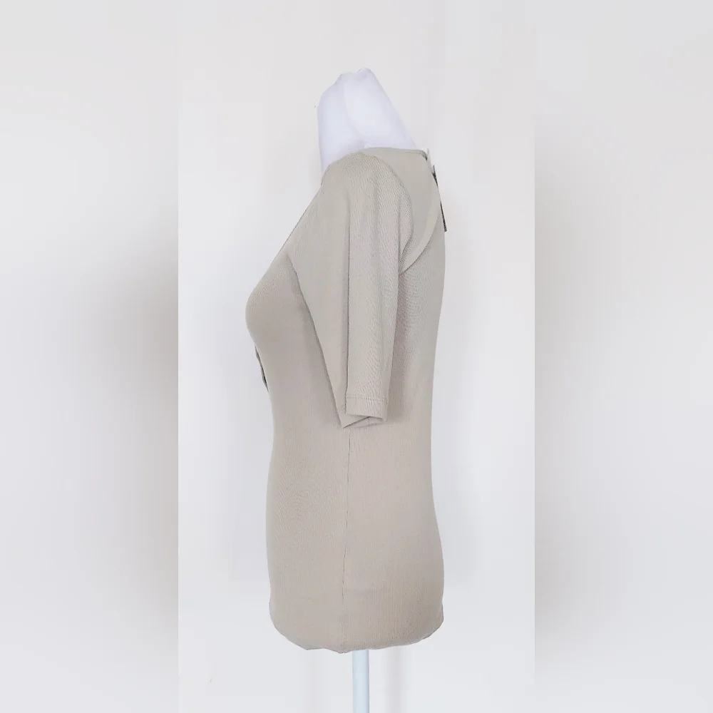 H&M Short Sleeve Scoop Neck Top Taupe Size Small NWT - Picture 4 of 10